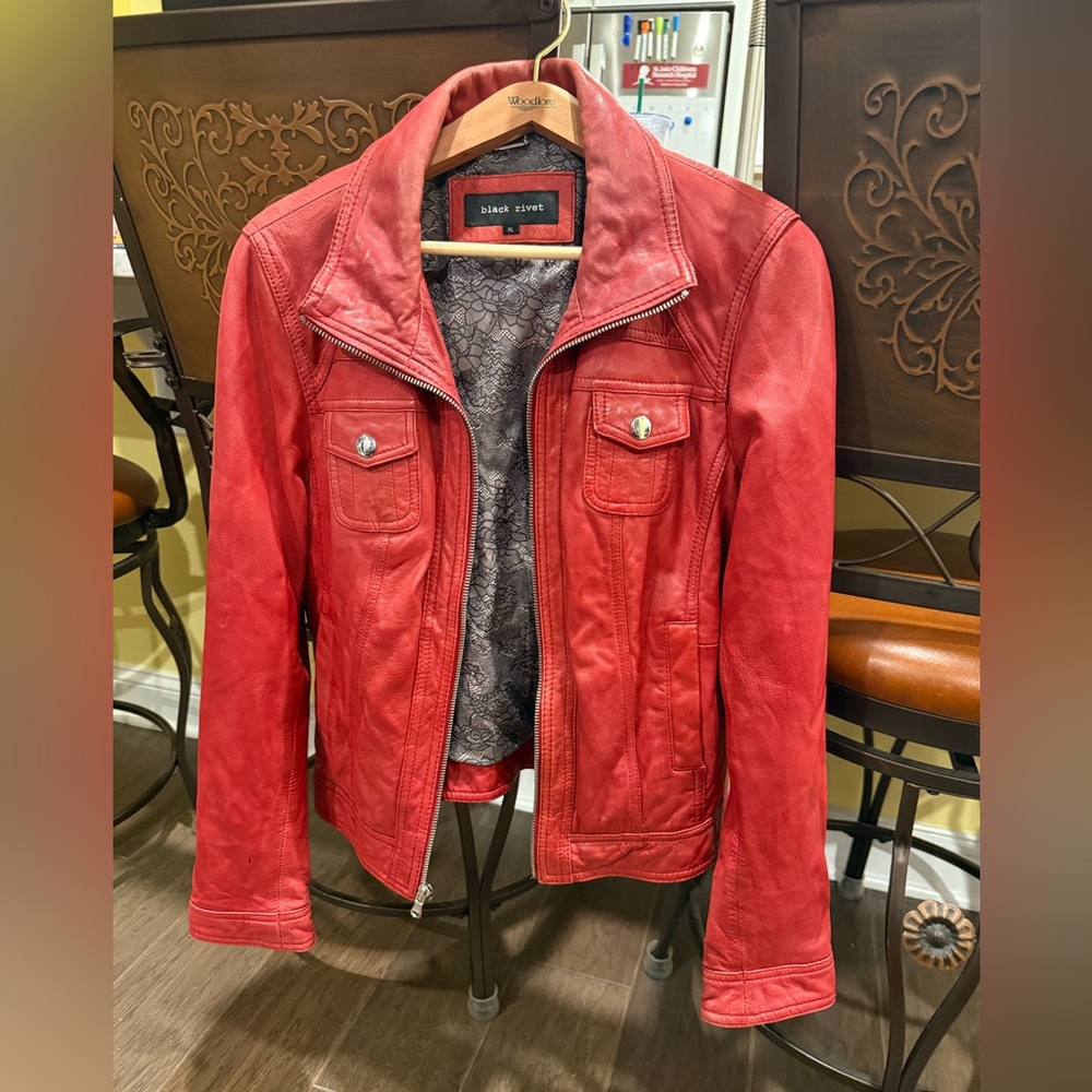 Black Rivet red leather XL jacket